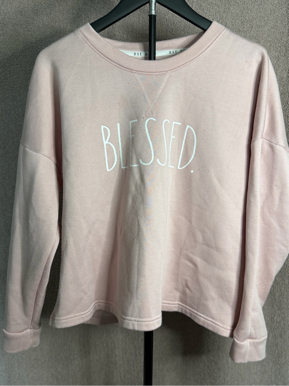 Rae Dunn Sleeve Blessed Sweatshirt in Pink